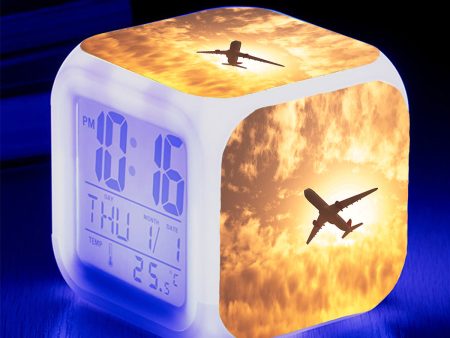 Plane Passing By Designed  7 Colour  Digital Alarm Clock For Discount