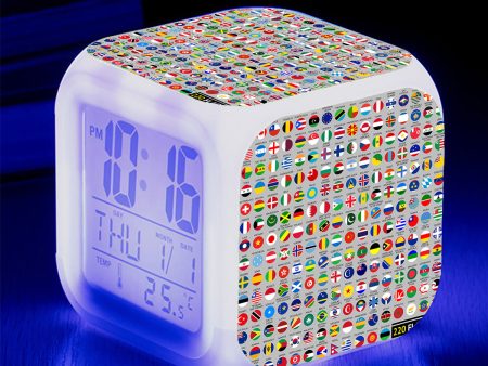 220 World s Flags Designed  7 Colour  Digital Alarm Clock Cheap