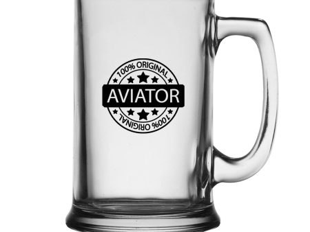 %100 Original Aviator Designed Beer Glass with Holder Discount