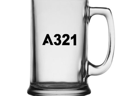 A321 Flat Text Designed Beer Glass with Holder For Sale