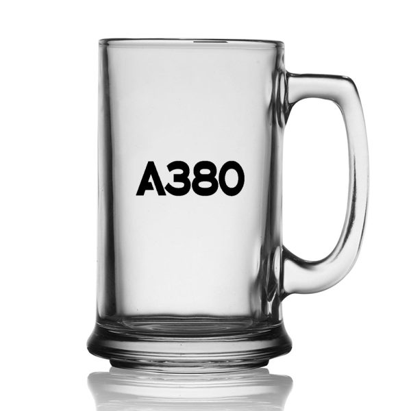 A380 Flat Text Designed Beer Glass with Holder Online